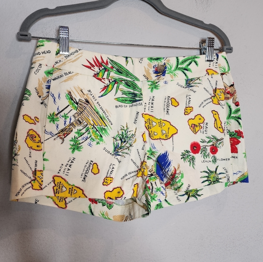 J. Crew Hawaii Themed Cotton Chino Shorts. Women's size 0.